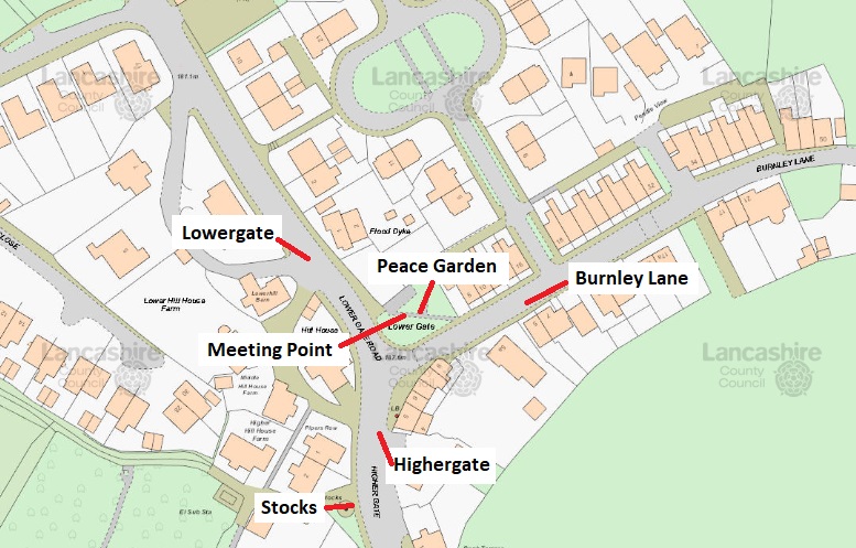 Huncoat Peace Garden Location Map